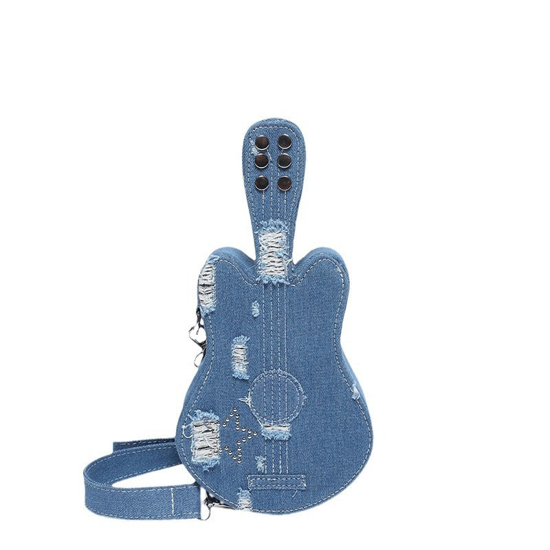 Sac à bandoulière en denim pour guitare, style créatif 