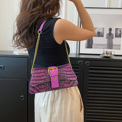 Sac à bandoulière à rabat motif crocodile pour femme 