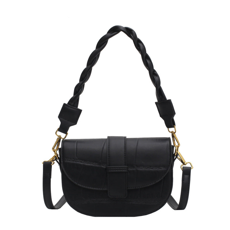 Simple Solid Color Clap Shoulder Bag