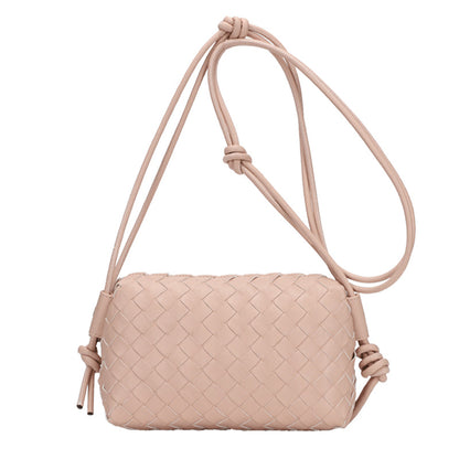Women Fashion Solid Color Woven Diamond Square Crossbody Bag