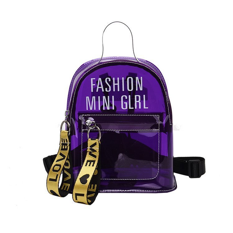 Women Fashion Jelly Letter Clear PVC Backpack