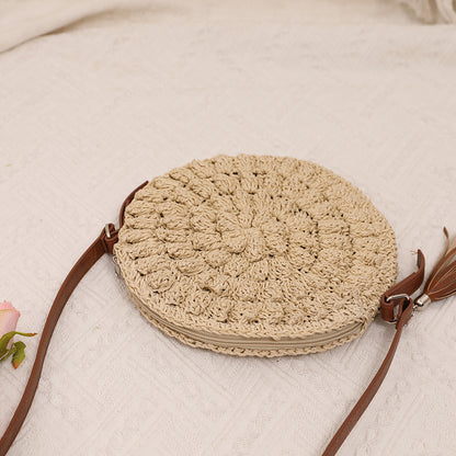 Bohemian Style Beach Holiday Round Woven Shoulder Bag
