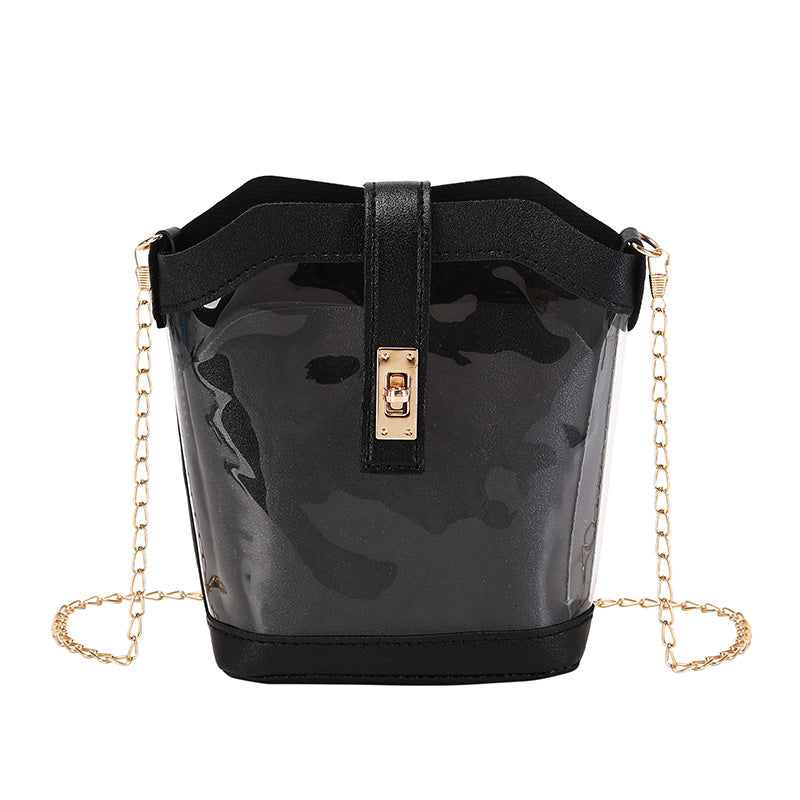 Women Fashion Casual Transparent Bucket Crossbody Bag
