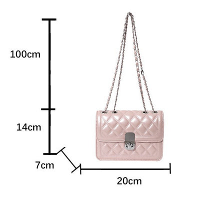 Women Fashion Casual Solid Color Rhombic Chain Small Square Shoulder Bag