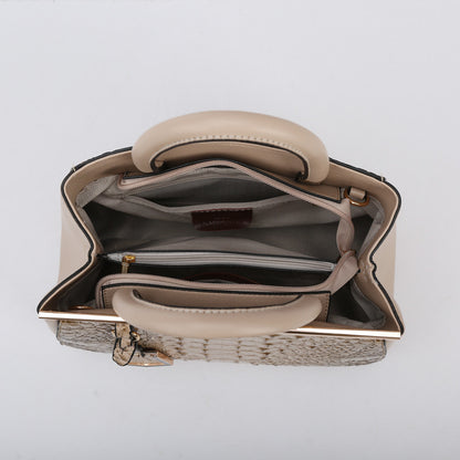 Women Fashion Casual Crocodile Pattern Large Capacity Handbag Three-Piece Set