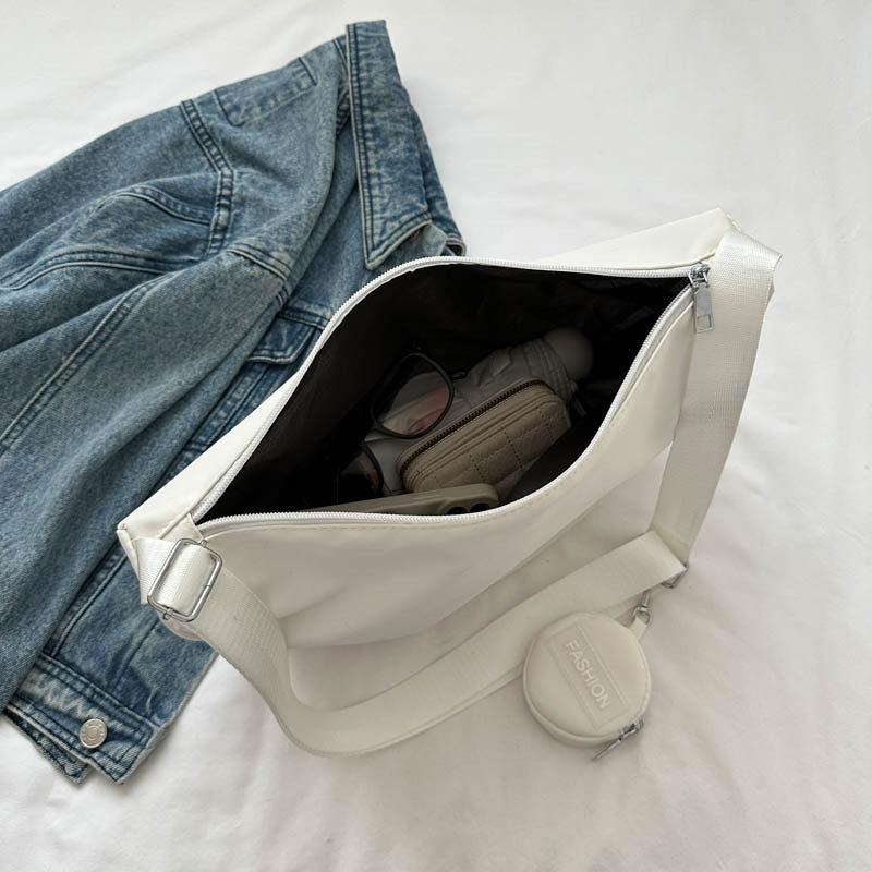 Sac à bandoulière en tissu Oxford à fermeture éclair pour femme, style décontracté et tendance, grande capacité 