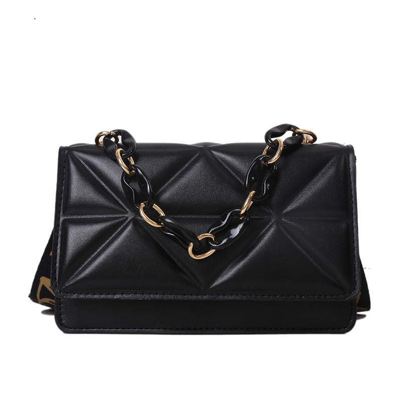 Fashion Solid Color Wide Strap Crossbody Bag