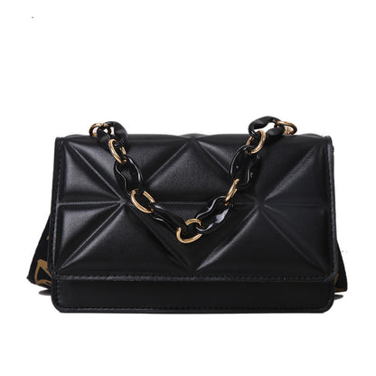 Fashion Solid Color Wide Strap Crossbody Bag