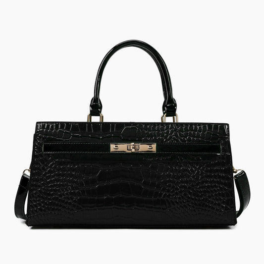 Sac à main élégant et solide à imprimé crocodile pour femme, grande capacité 