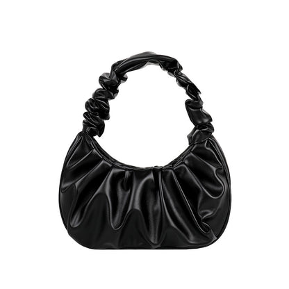 Sac à main en PU de couleur unie pour femme, design basique et plissé 