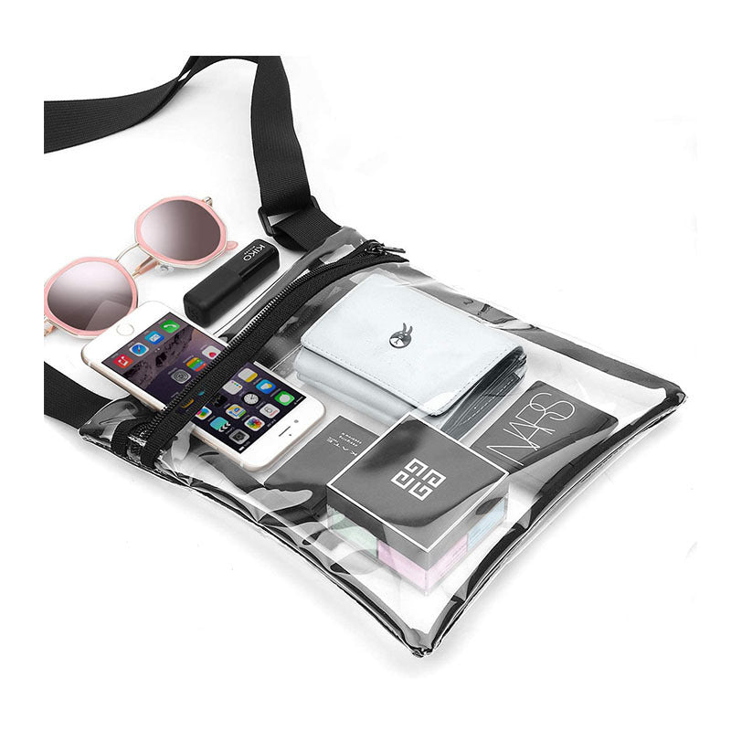 Women Fashion Simple Clear Transparent PVC Adjustable Shoulder Strap Crossbody Bag