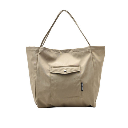 Women Casual Design Solid Color Canvas Large Capacity Shoulder Handle Tote Bag