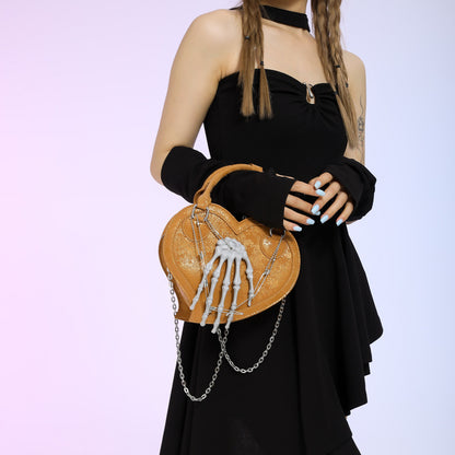 Sac à bandoulière créatif gothique Halloween avec tête de mort et cœur 