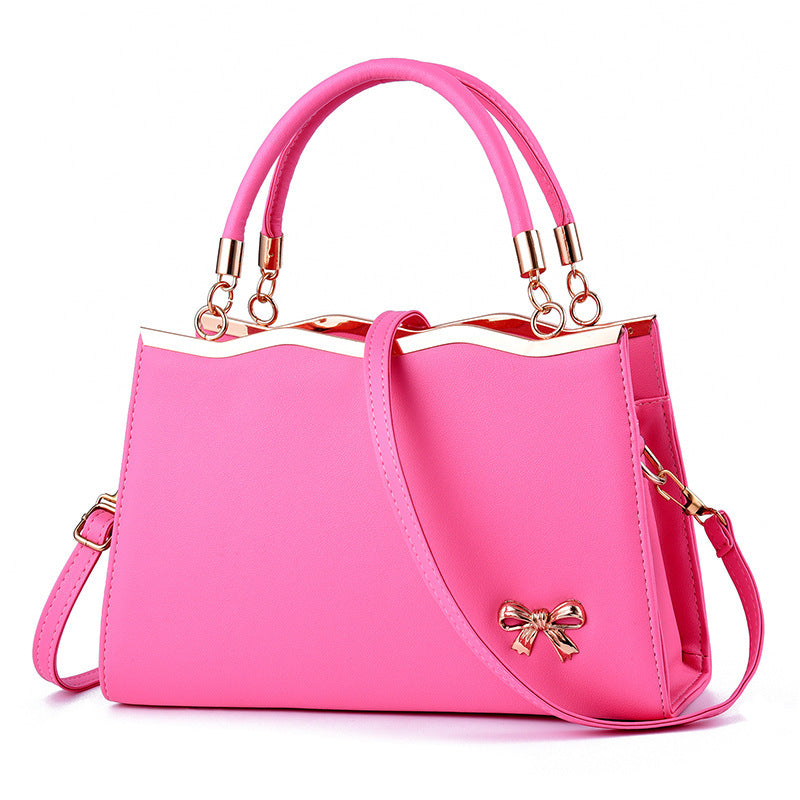 Women'S Fashion Solid Color Bow Large Capacity Handbag
