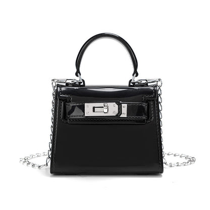 Women Fashion Candy Color Lock Square Chain Mini Crossbody Bag