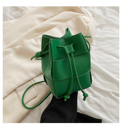 Sac seau à bandoulière avec cordon de serrage pour femme, couleur unie, mode printemps-été 