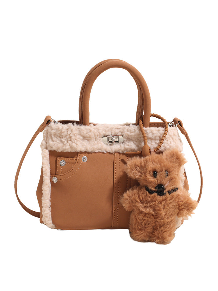 Women Fashion Casual Large Capacity Plush Handbag