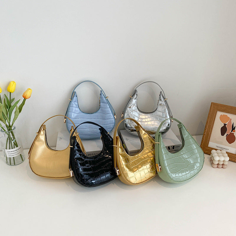 Casual Solid Color Stone Pattern Underarm Bag