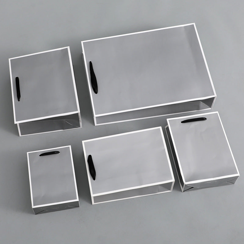 Sac d'emballage en papier gris argenté, simple et portable 