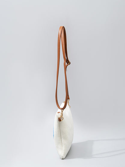 Sac à bandoulière en toile brodée en peluche avec motif mauvais œil tendance 