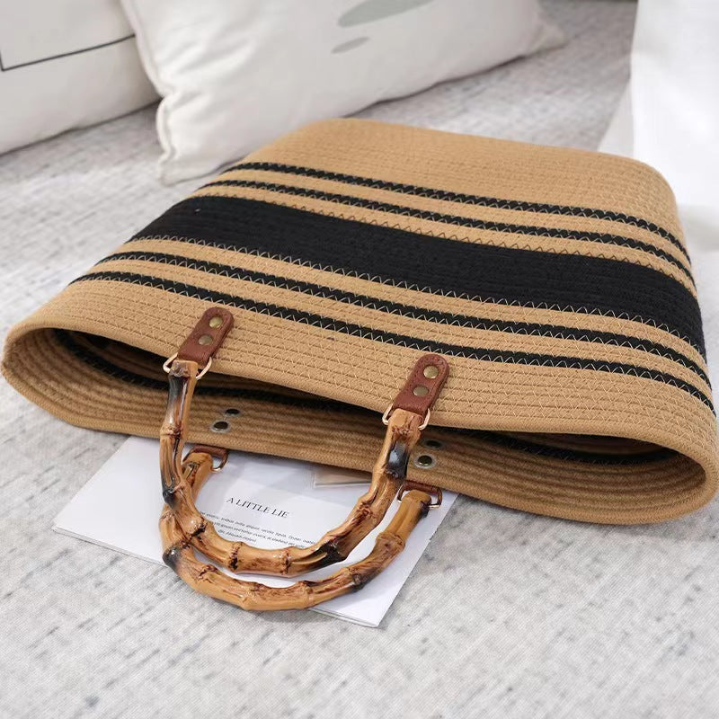 Sac à main tissé de grande capacité style vacances 