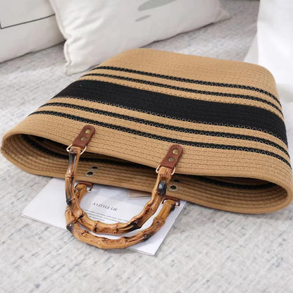 Sac à main tissé de grande capacité style vacances 