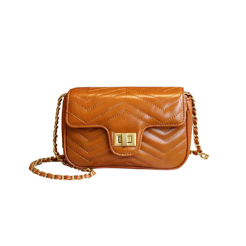 Women Fashion Temperament Leather Rhombus Chain Small Square Bag