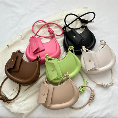 Women Fashion Solid Color Semi-Round Coin Purse Pendant Shoulder Bag