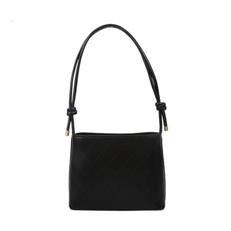 Women Fashion Basic Diamond Stitching Large Capacity Square PU Shoulder Bag