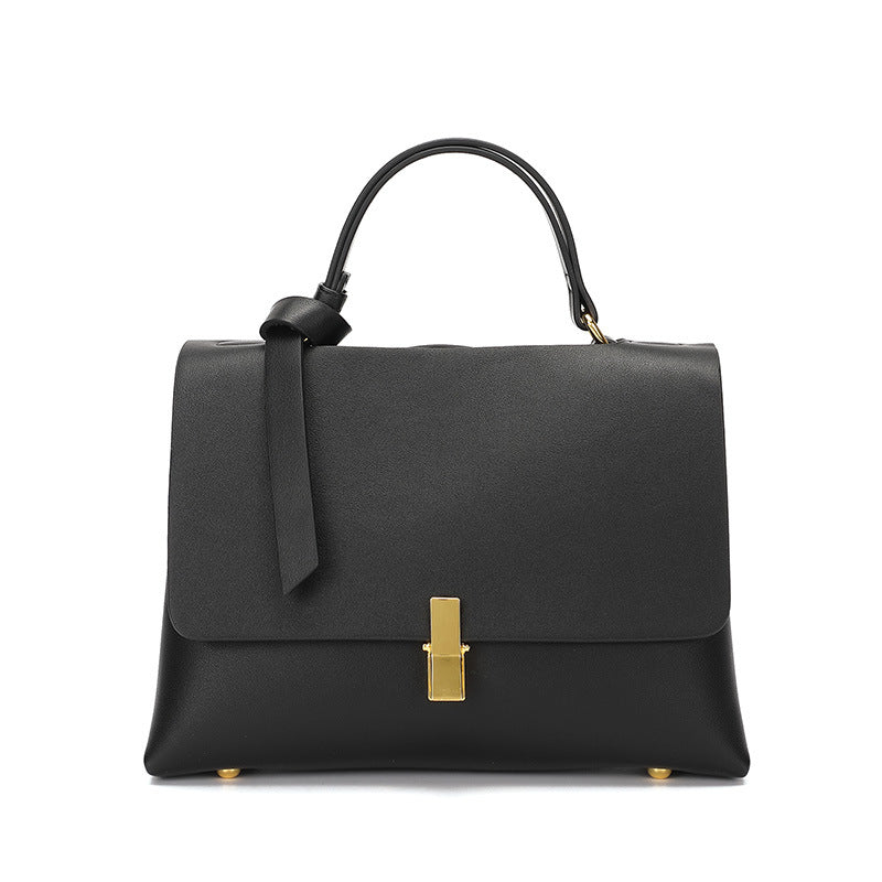 Sac à bandoulière en cuir à rabat et fermoir en métal pour femme 