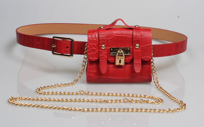 Women Fashion Waist Bag Belt Metal Chain Vintage Belt Bag