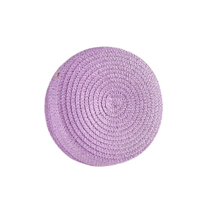 Summer Women Fashion Solid Color Vacation Beach Straw Woven Round Shoulder Crossbody Mini Bag