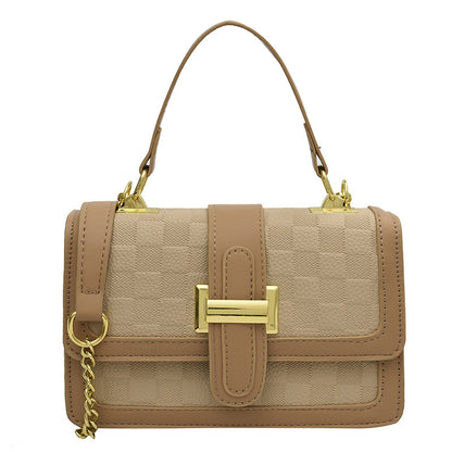 Sac à bandoulière en PU à motif écossais pour femme 