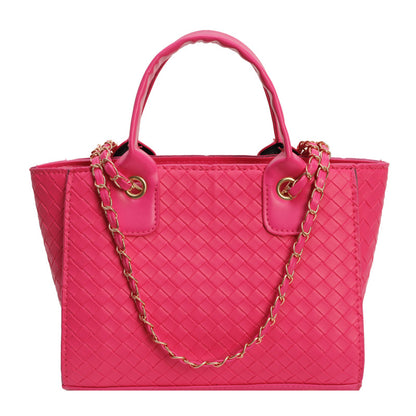 Women Fashion Large Capacity Woven Square Chain Handle Shoulder Bag
