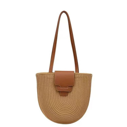 Sac à bandoulière en coton tissé de grande capacité de style pastoral pour les vacances 