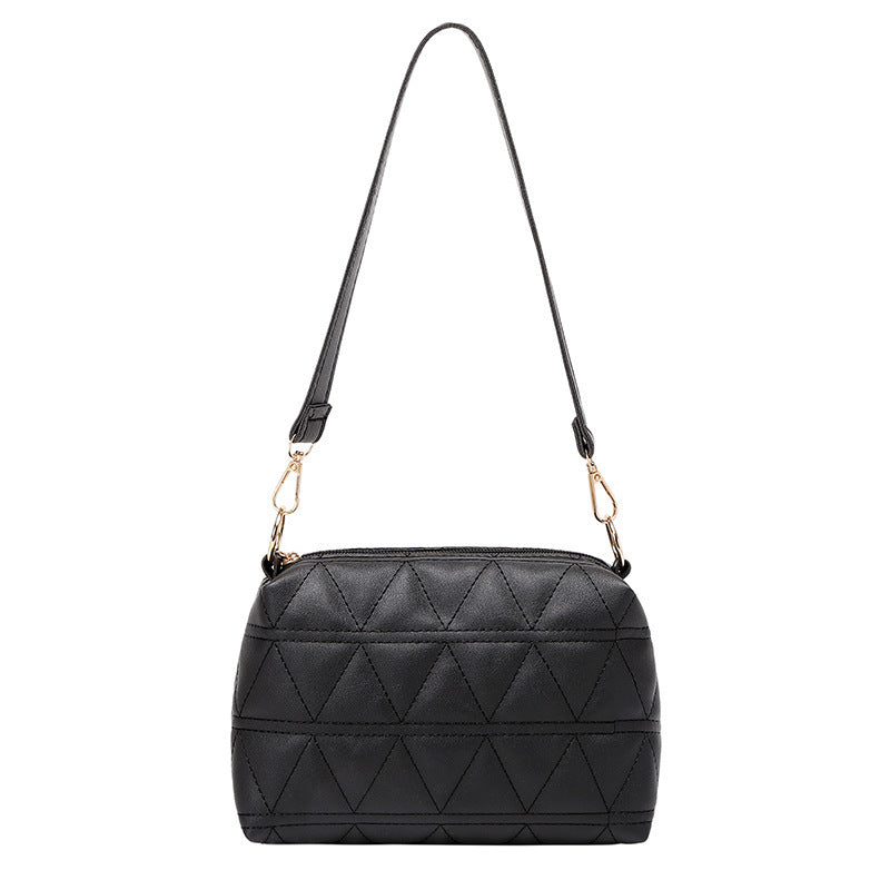 Sac à bandoulière en PU de couleur unie pour femme, style décontracté et basique, avec coutures en losange 