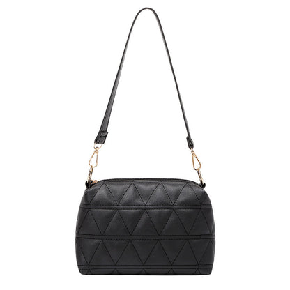 Sac à bandoulière en PU de couleur unie pour femme, style décontracté et basique, avec coutures en losange 