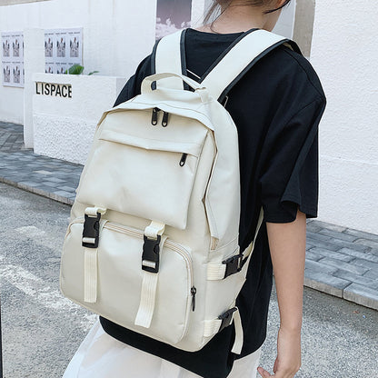 Women Fashionable Solid Color Large Capacity Multi-Layer Zipper Backpack