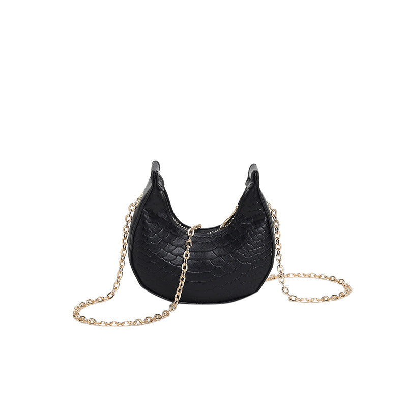 Mini sac bandoulière décontracté à chaîne et fermeture éclair en forme de boulette pour femme, couleur unie 