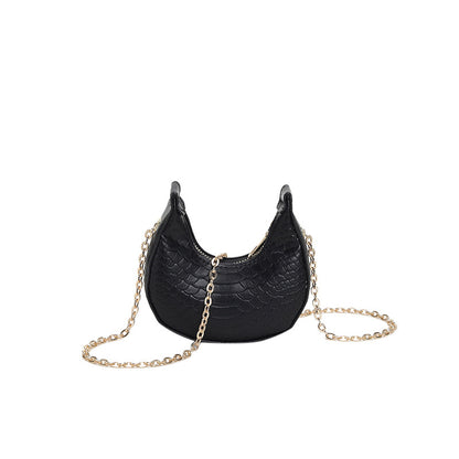 Mini sac bandoulière décontracté à chaîne et fermeture éclair en forme de boulette pour femme, couleur unie 