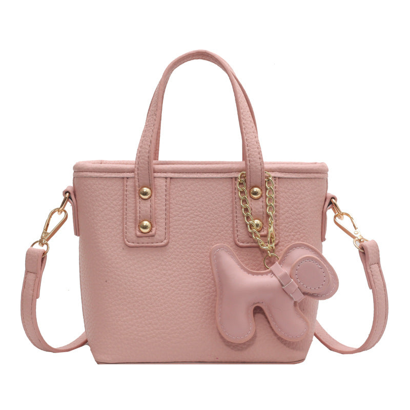 Women Fashion Cartoon Pony Pendant PU Handle Shoulder Bag