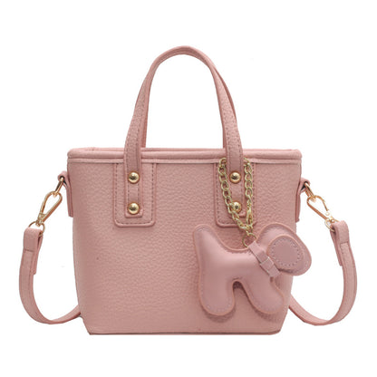 Women Fashion Cartoon Pony Pendant PU Handle Shoulder Bag