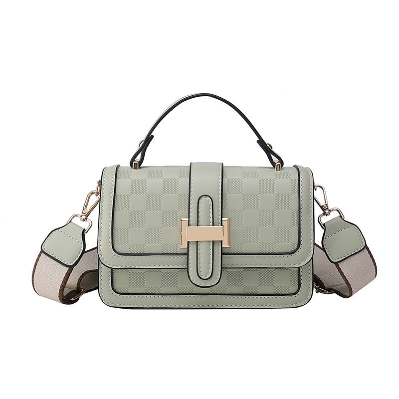 Sac à bandoulière carré à larges bretelles pour femme, simple et tendance, imprimé écossais 