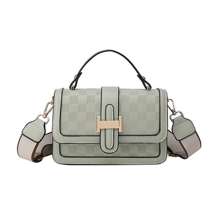 Sac à bandoulière carré à larges bretelles pour femme, simple et tendance, imprimé écossais 