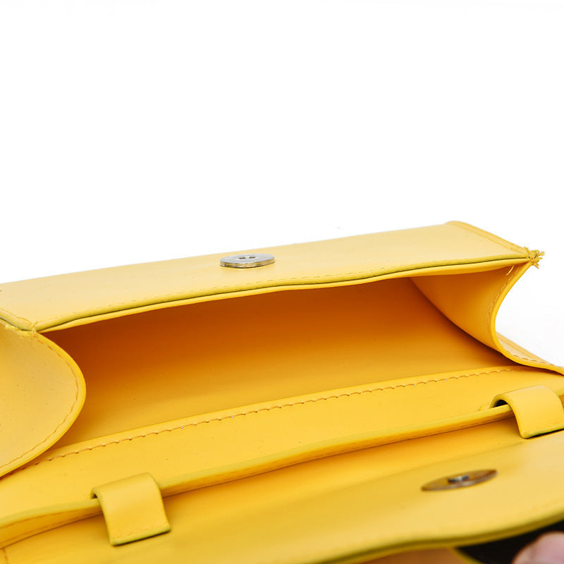 Sac à bandoulière en PU solide avec poignée en anneau couleur bonbon pour femme 