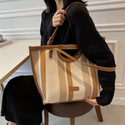 Women Fashion Canvas Stripe Shoulder Bag