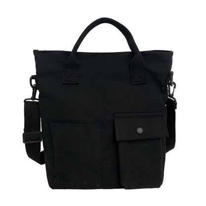 Sac à bandoulière en toile de grande capacité pour femme, style décontracté et basique, avec poche 