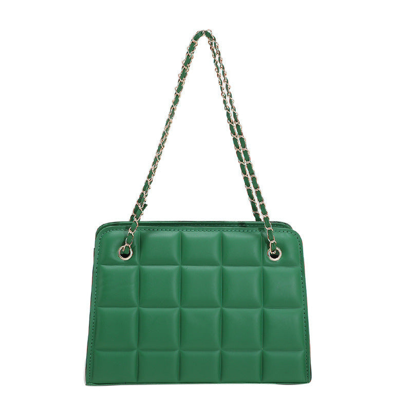 Women'S Fashion Check Indentation Simple Chain Small Square Bag