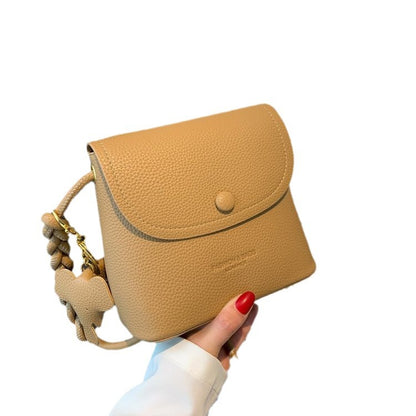 Sac à bandoulière carré en PU pour femme, style vintage, simple, avec pendentif éléphant 