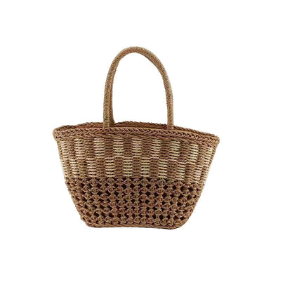 Sac fourre-tout en paille tissé à la main pour femme, sac à main creux 